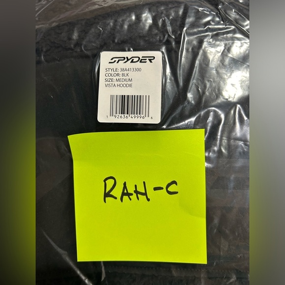 Spyder Mens M Medium  Vista Hoodie Sweatshirt Black NWT Stretch Polyester Fleece - Picture 8 of 8